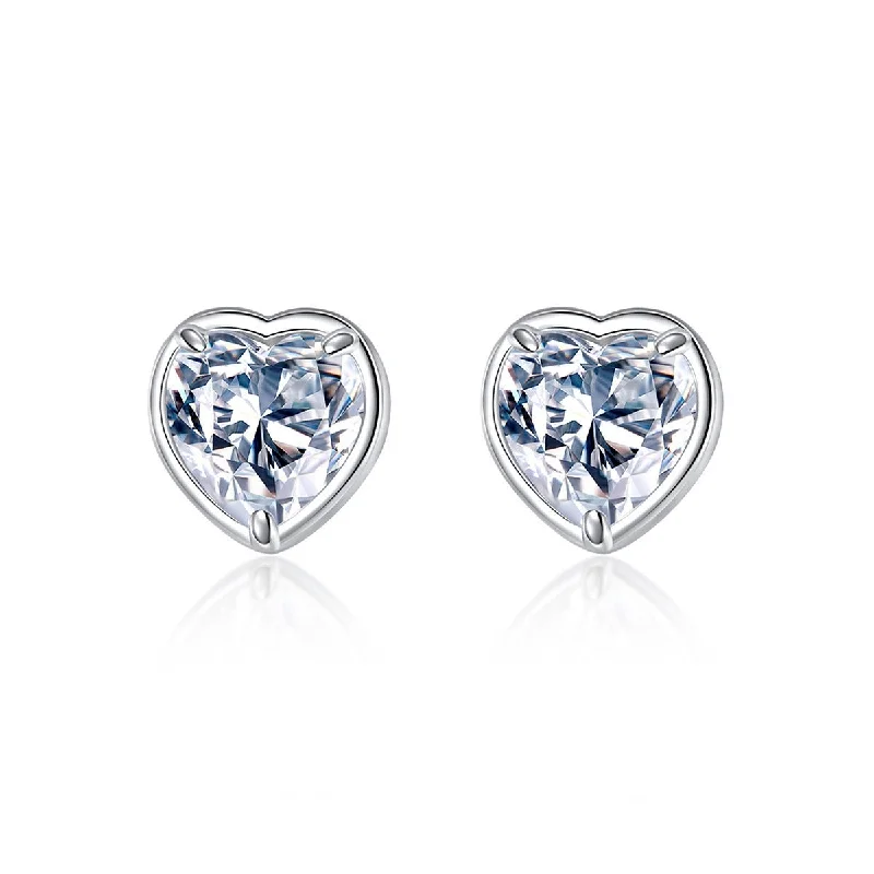 Women’s sapphire earrings-2 Carat Heart Diamond Earrings | S925 | Moissanite