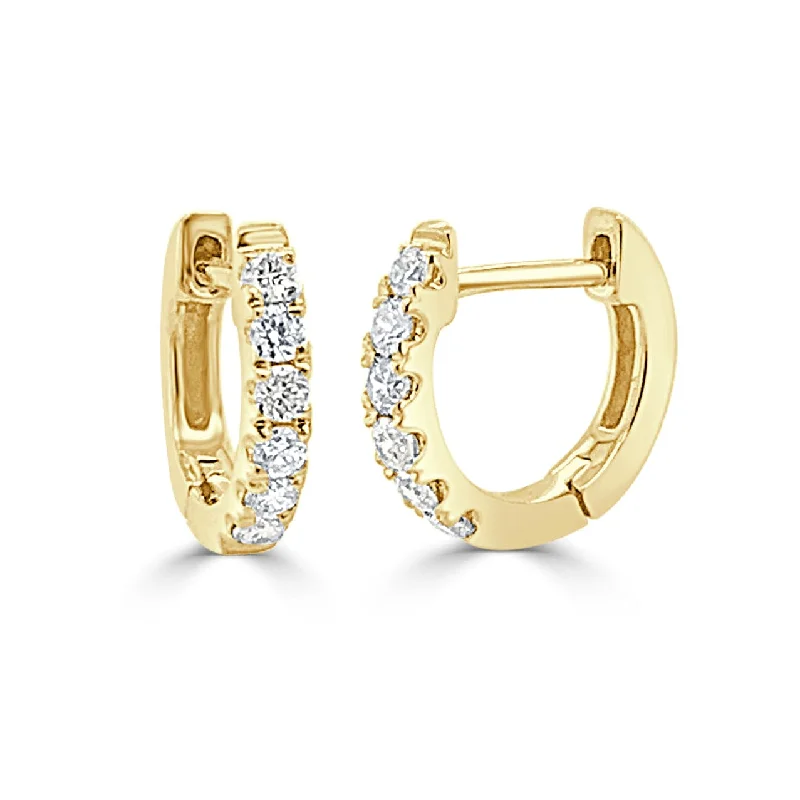 Women’s silver hoop earrings-14k Gold & Diamond Huggie Earrings