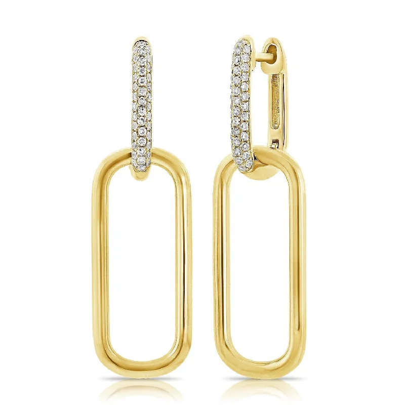 Women’s silver hoop earrings-14k Gold & Diamond Link Earrings