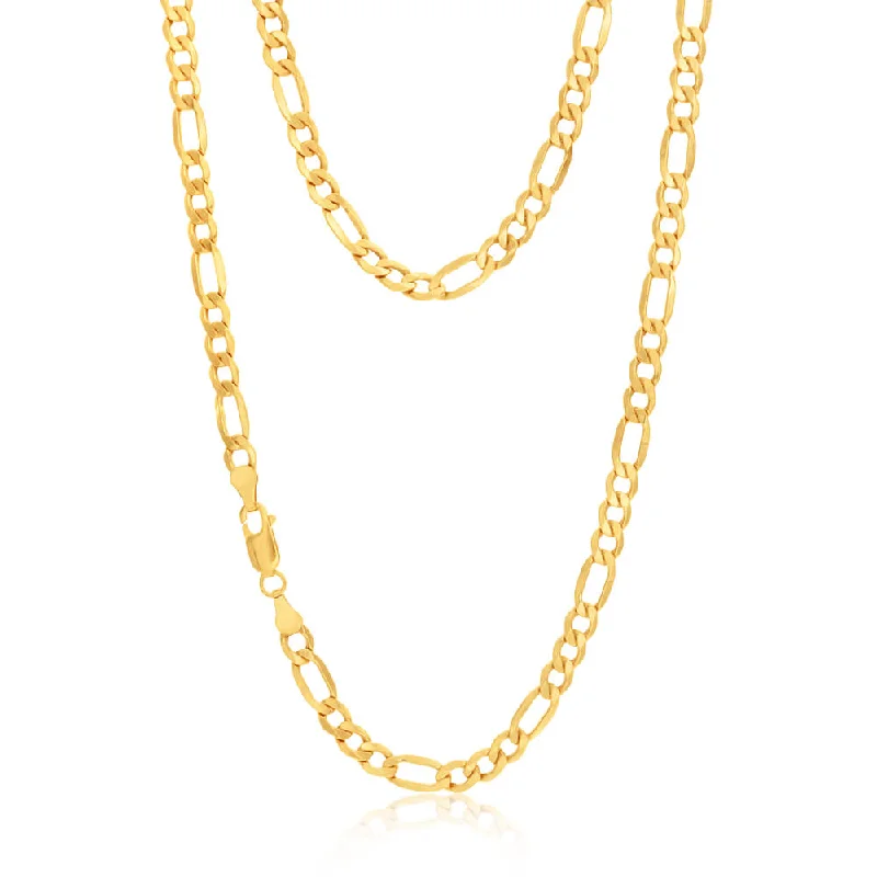 Women’s fashion necklaces-9ct Yellow Gold Silver Filled 55cm Figaro Chain 120 Gauge