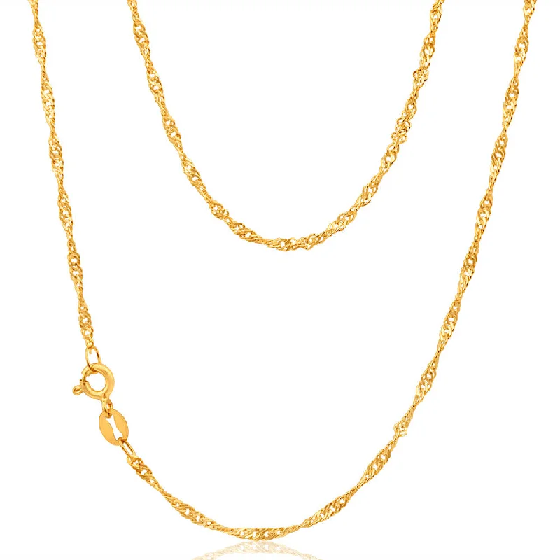 Women’s multi-strand necklaces-9ct Yellow Solid Gold Singapore 45cm Chain 30 Gauge