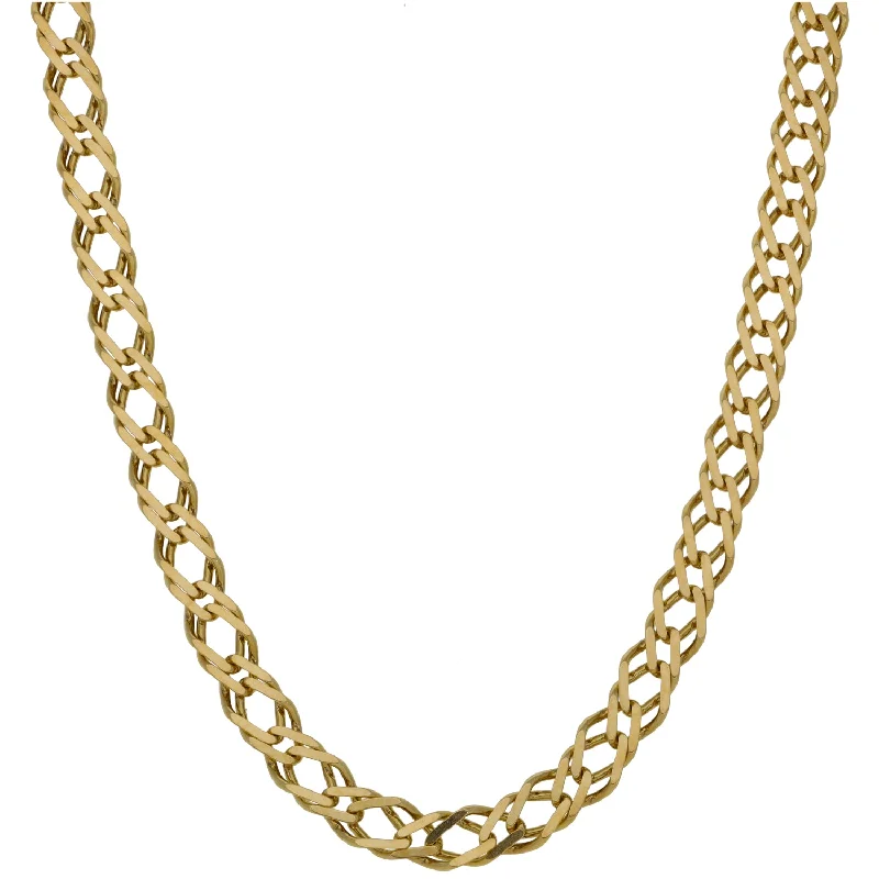 Women’s personalized nameplate necklaces-9ct Gold Double Curb Chain 20"