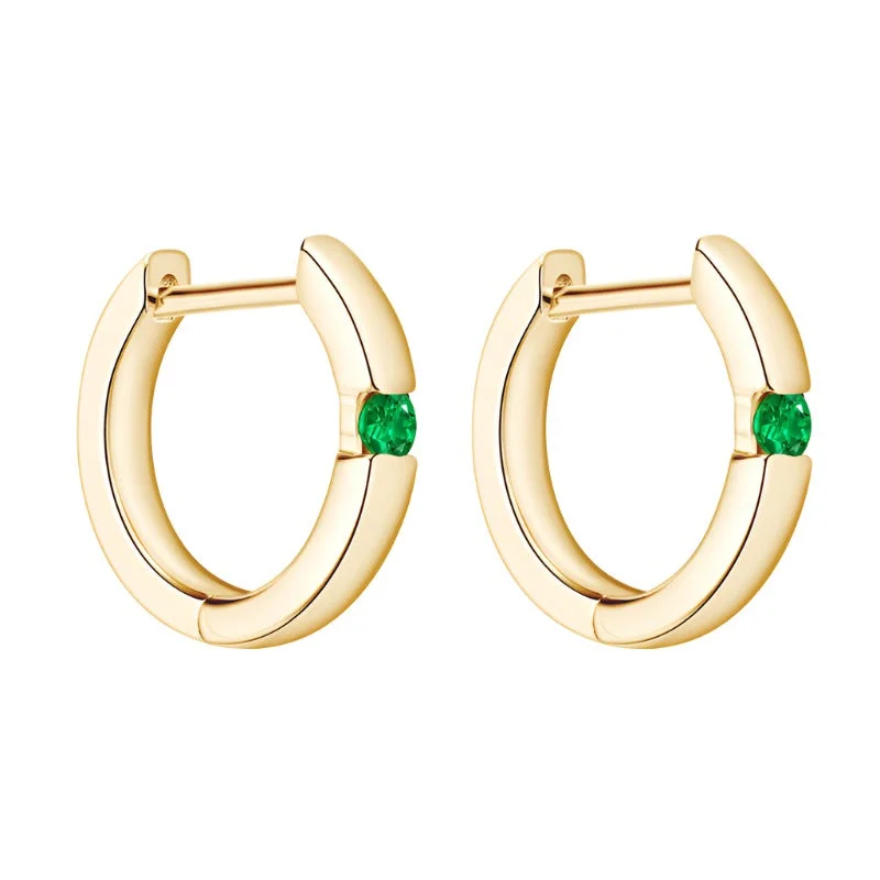 Women’s sterling silver earrings-Emerald Hoop Earrings | S925