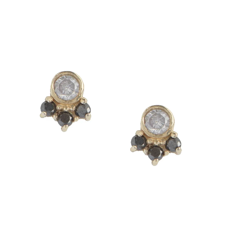 Women’s cute stud earrings-Round Diamond Cluster Stud Earring