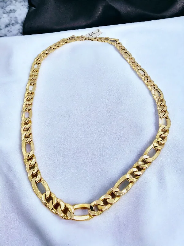 Women’s name necklaces-10k Yellow Gold Figaro Link Chain - 22 Inches, 10.4 mm, 26.3 grams