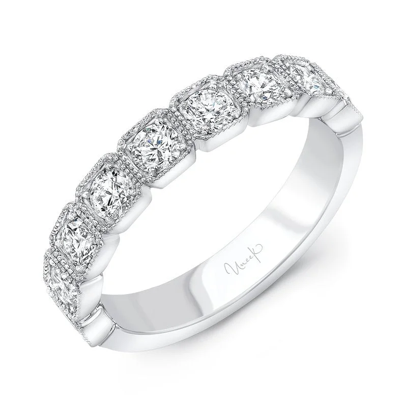 Women’s radiant-cut engagement rings-Timeless 0.91Ct Diamond Partway Band in 14K White Gold