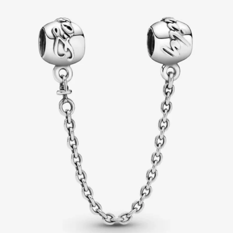 Women’s fashion statement necklaces-Pandora Family Forever Safety Chain Charm