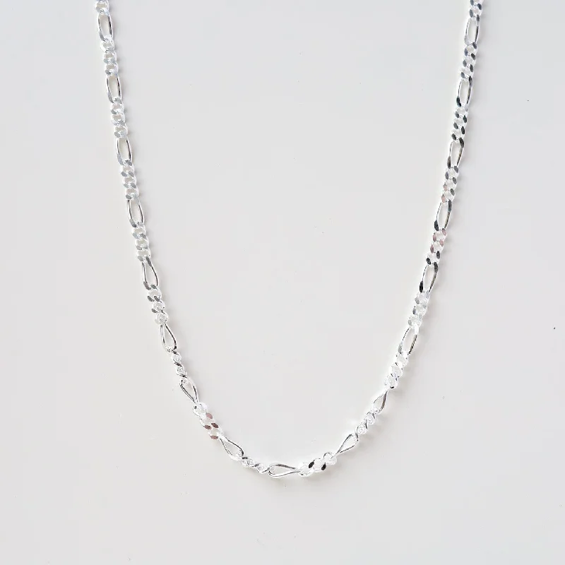 Women’s layered necklaces-Sterling Silver Figaro Chain - 20"