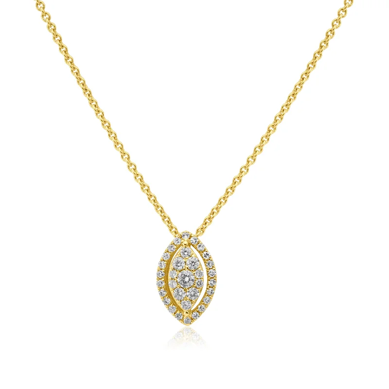 Women’s silver necklaces-14k Gold Diamond Marquise Shape Pendant