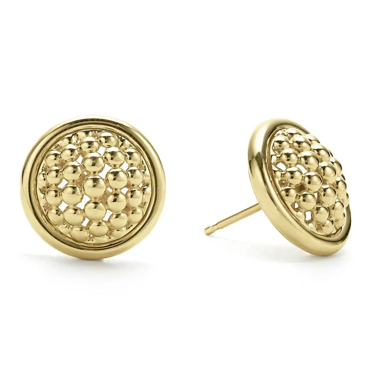 Women’s luxurious drop earrings-18K Gold Caviar Stud Earrings