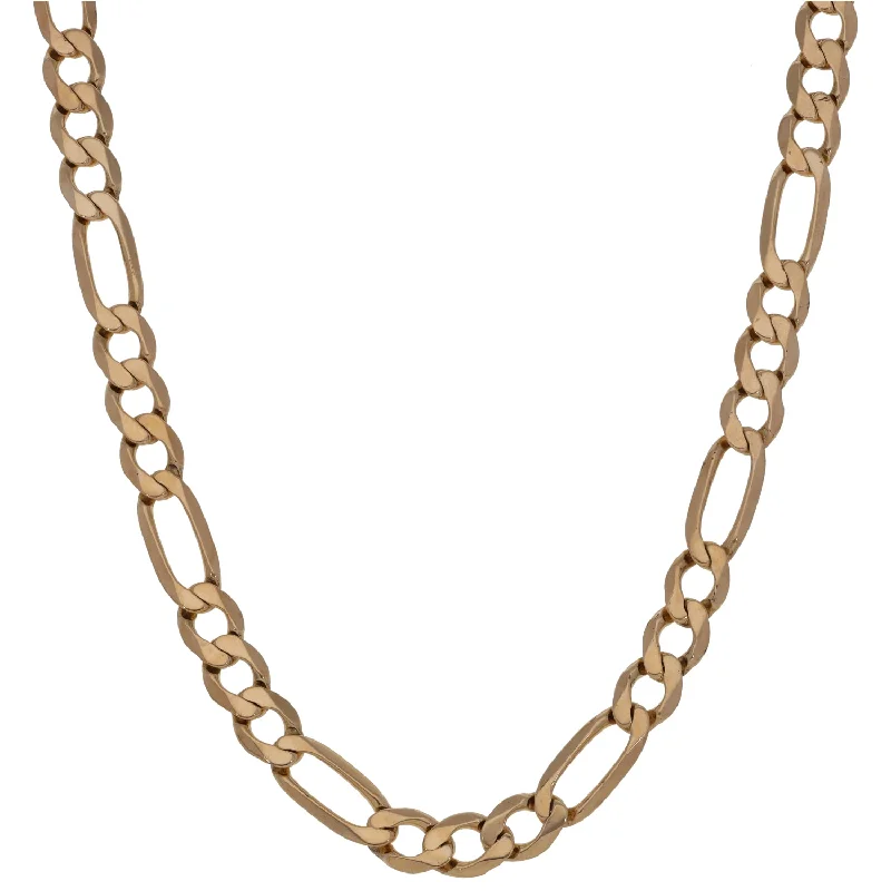 Women’s silver chain necklaces-9ct Gold Figaro Chain 24"