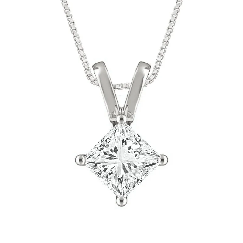 Women’s infinity necklaces-Diamond Solitaire Pendant 1 ct tw 14k White Gold