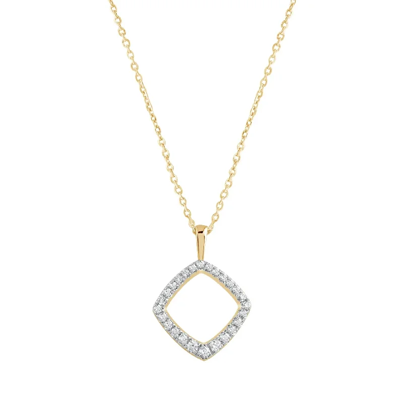 Women’s fashion layering necklaces-Yellow Gold Diamond Pendant