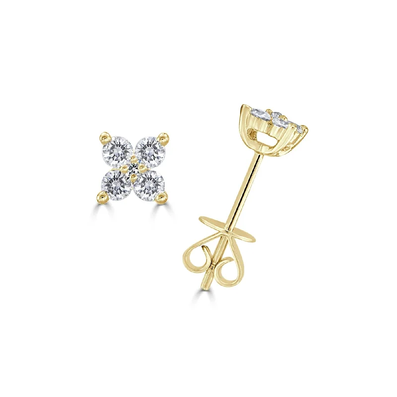 Women’s sterling silver drop earrings-14k Gold & Diamond Stud Earrings