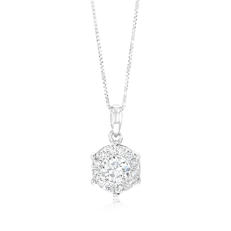 Women’s chunky gemstone necklaces-Luminesce Lab Grown 1/2 Carat Diamond Pendant in 9ct White Gold with Chain