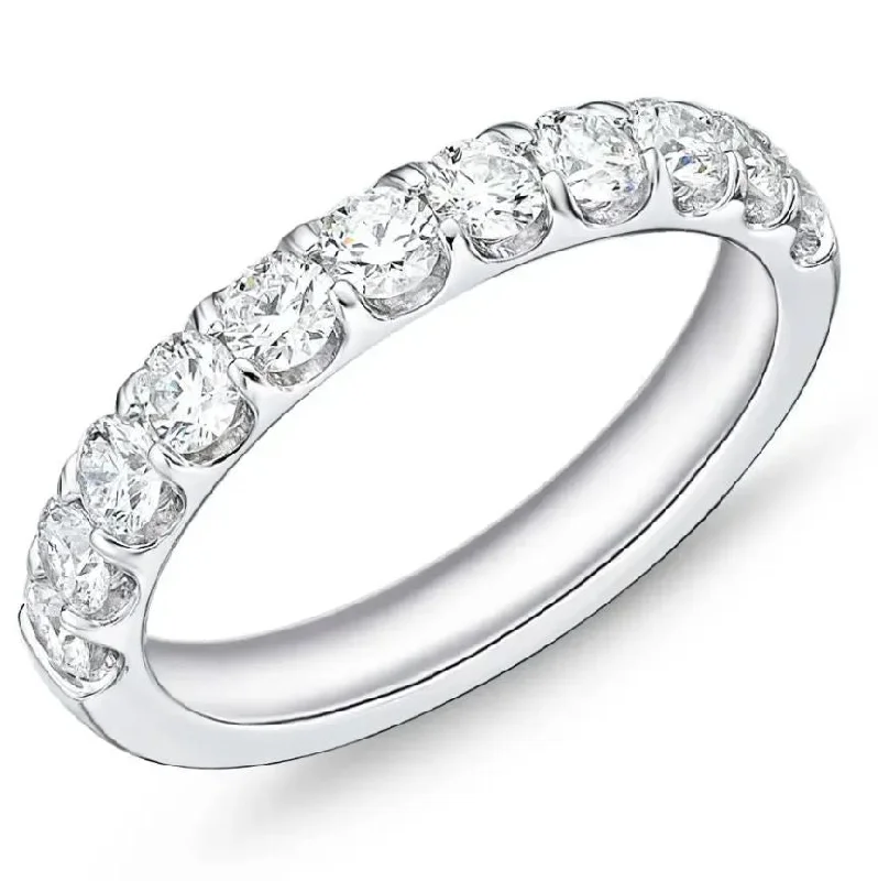 Women’s halo diamond engagement rings-Odessa 0.72-0.81Ct Diamond 11 Stone Band in Platinum, Size 6.5