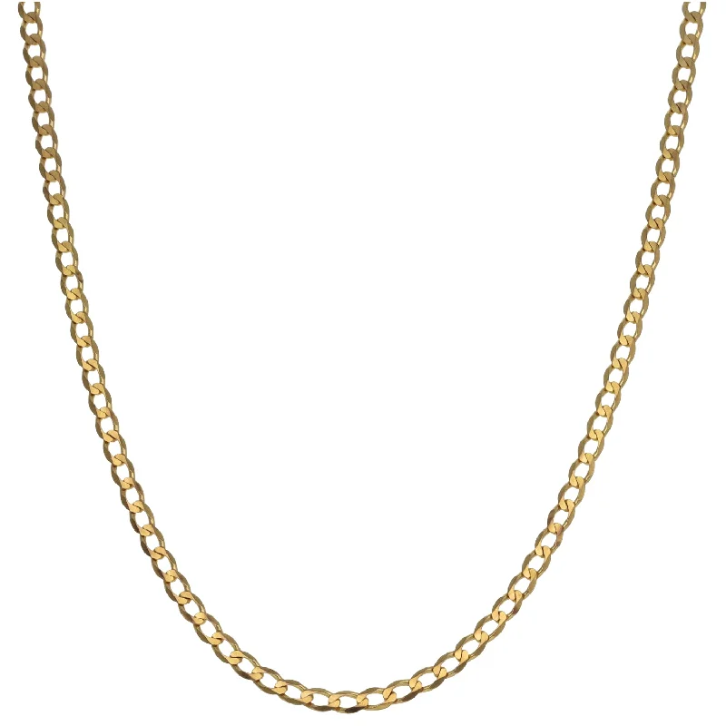 Women’s emerald necklaces-9ct Gold Curb Chain 16"