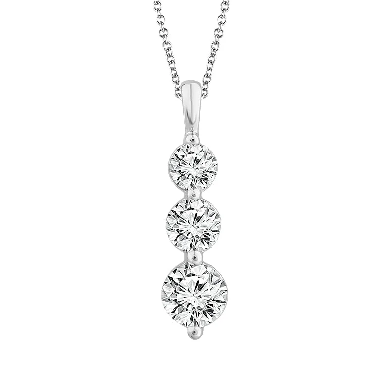 Women’s crystal necklaces-Diamond Fashion Pendant 1 ct tw 14k White Gold