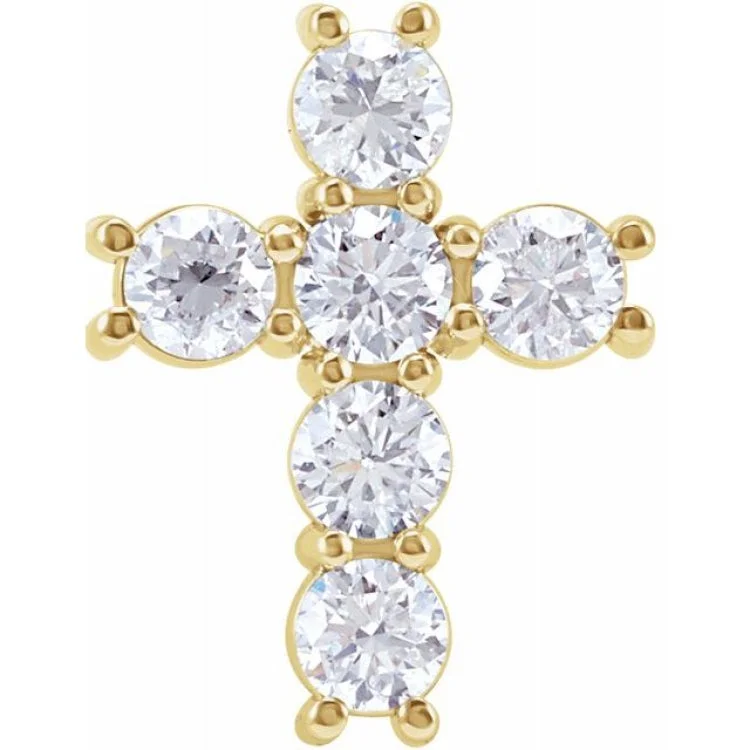 Women’s bridal necklaces-14K Yellow 9/10 CTW Natural Diamond Cross Pendant