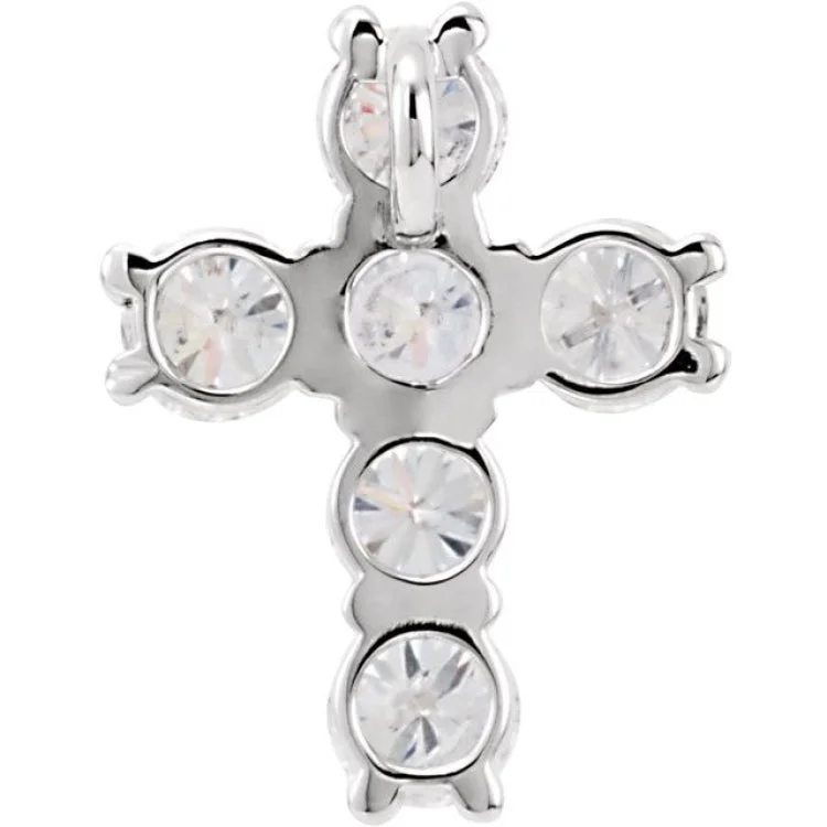 Women’s diamond necklaces with pendants-14K White 9/10 CTW Natural Diamond Cross Pendant