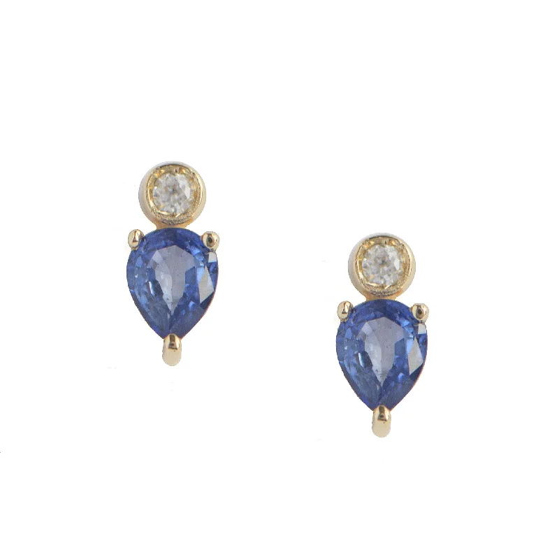 Women’s mini hoop earrings-Pear Sapphire Stud Earrings