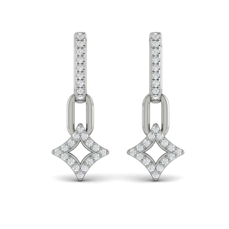 Women’s cute stud earrings-Diamond Star and Link Drop Huggie Earrings