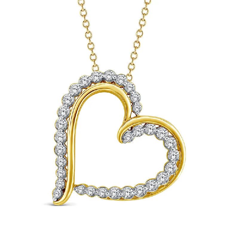 Women’s pearl necklace sets-Luminesce Lab Grown Heart Shaped Diamond Pendant in10ct Yellow Gold