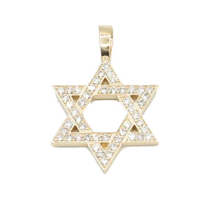 Women’s modern necklaces-14kt Star of David Pendant 1.2 Cwt. Lab Made Diamonds