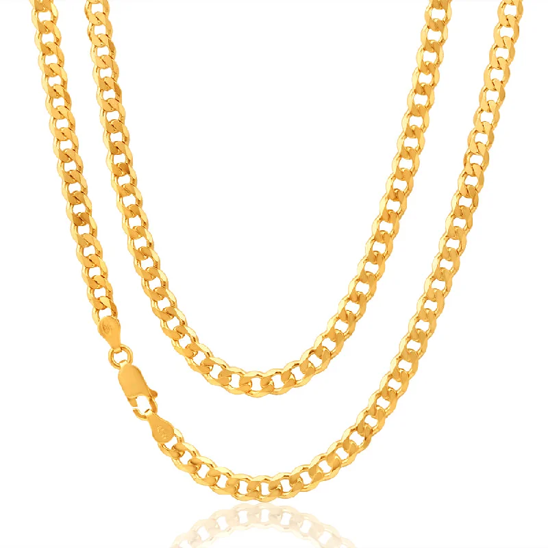 Women’s infinity necklaces-9ct Yellow Solid Gold Curb 50cm Chain 120 Gauge