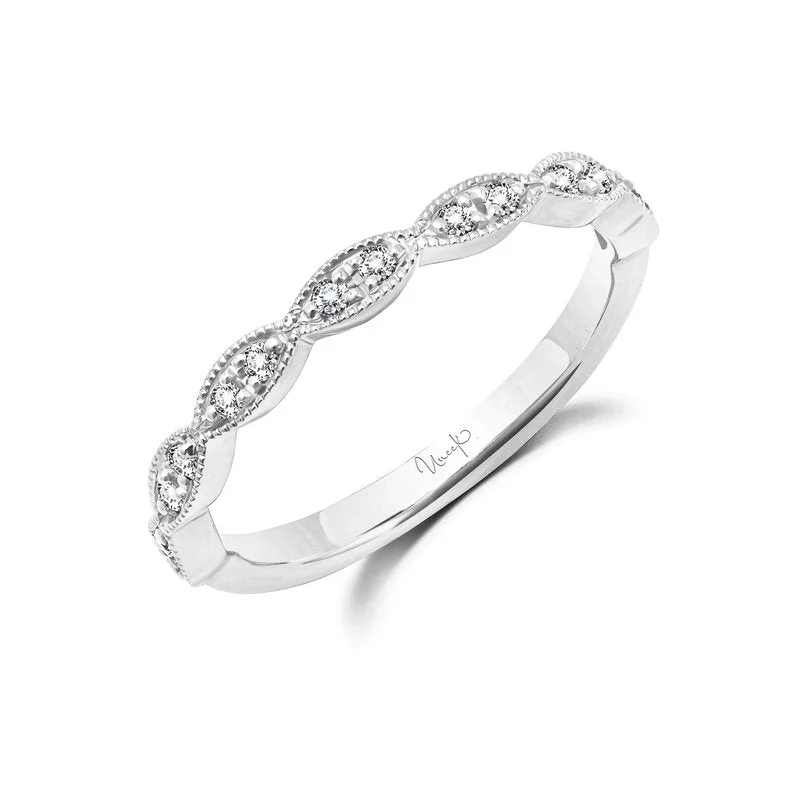 Women’s diamond solitaires engagement rings-0.14Ct Diamond Partway Band in 14K White Gold