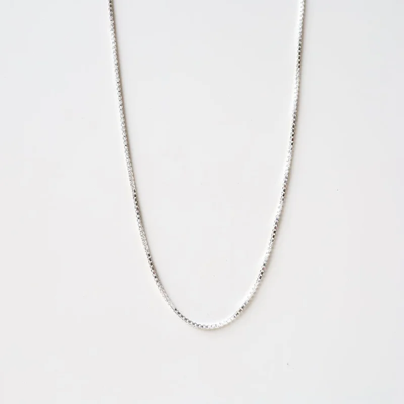 Women’s gemstone necklaces-Sterling Silver Box Chain - 24"