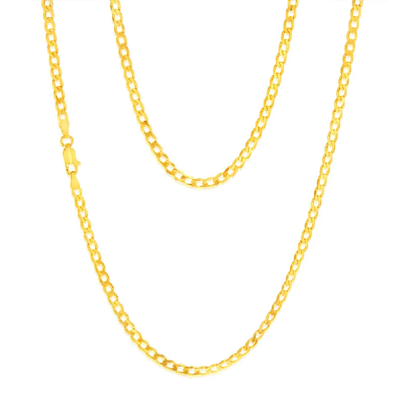 Women’s customized necklaces-9ct Yellow Solid Gold 50cm Curb Chain 100Gauge