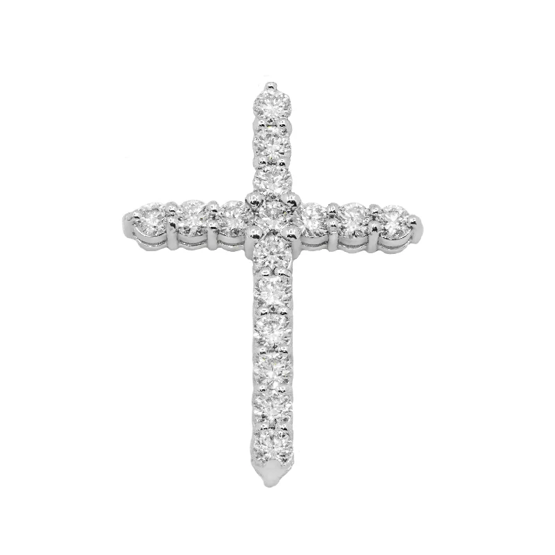 Women’s flower necklaces-14k White Gold Lab Diamond Cross Pendant 2.50 ctw