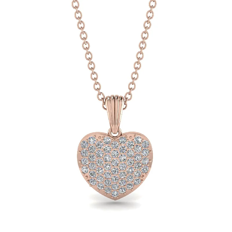 Women’s moon necklace-Diamond Pave Heart Pendant - Yasmin No. 2