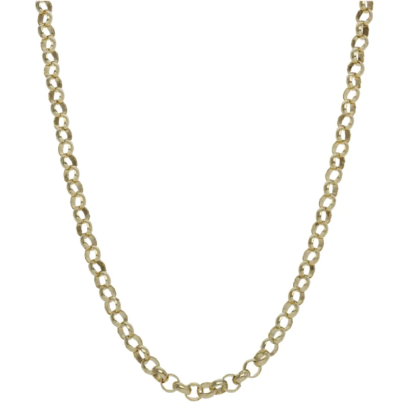 Women’s engraved necklaces-9ct Gold Belcher Chain 28"