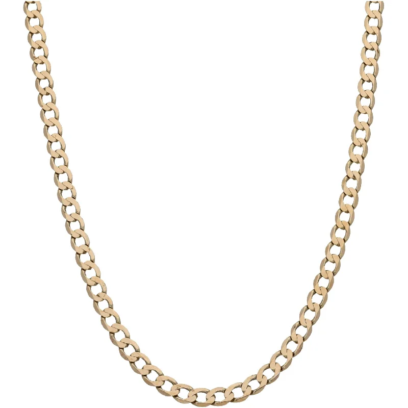 Women’s dainty gold necklaces-9ct Gold Curb Chain 18"