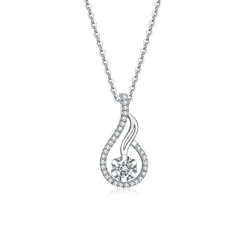 Women’s gold necklaces-14KWG 0.15Ctw Diamond Swirl Fashion Pendant