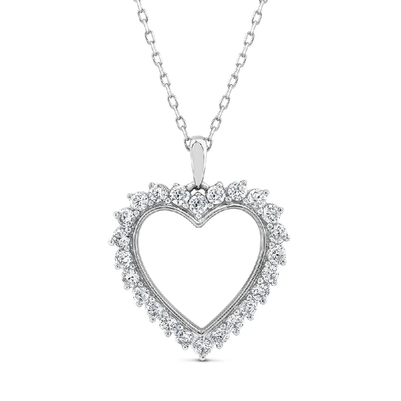 Women’s geometric necklaces-10ct White Gold Luminesce Lab Grown Heart 0.95Carat Diamond Pendant