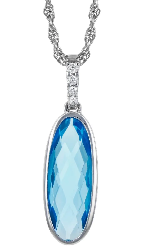 Women’s gemstone heart necklaces-Blue Topaz And Diamond Pendant