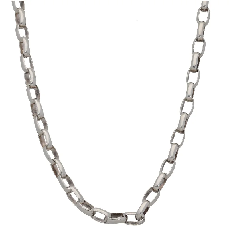 Women’s anniversary necklaces-Sterling Silver Belcher Chain 18"