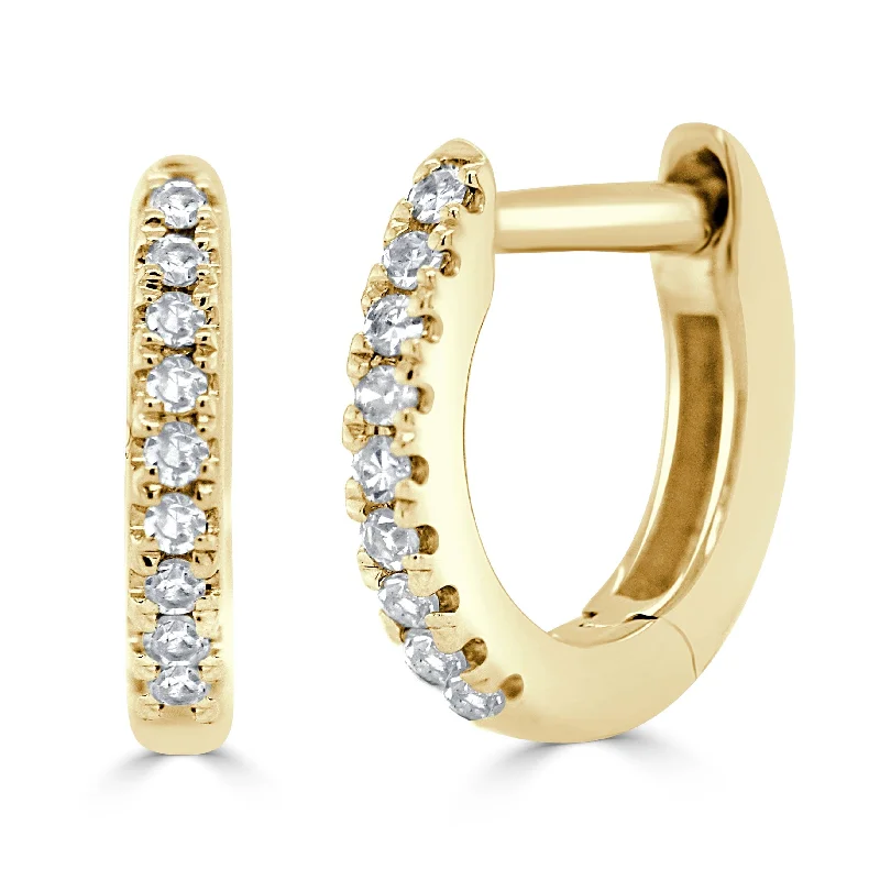 Women’s elegant gold earrings-14k Gold & Diamond Huggie Earrings