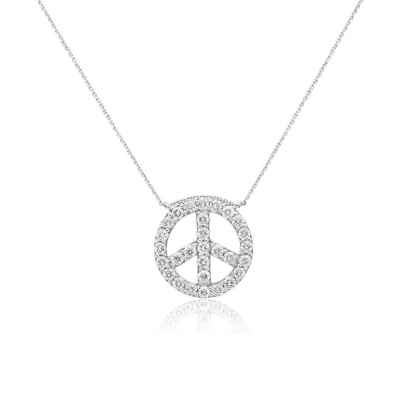 Women’s luxury diamond necklaces-Peace Sign Diamond Pendant