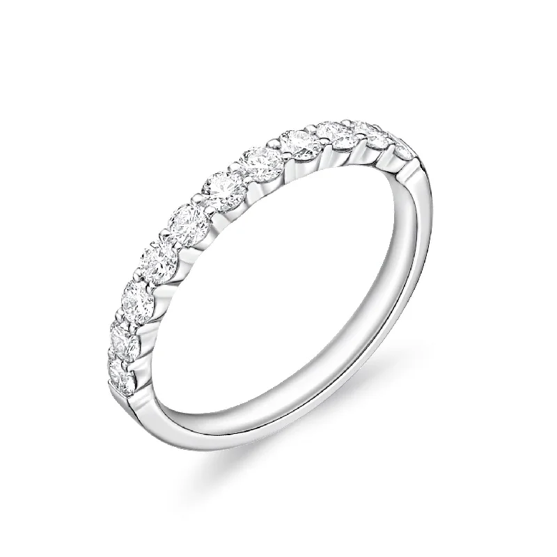 Women’s wedding and engagement rings-Petite Prong 0.48-0.56Ct Diamond Band in Platinum, Size 6.5