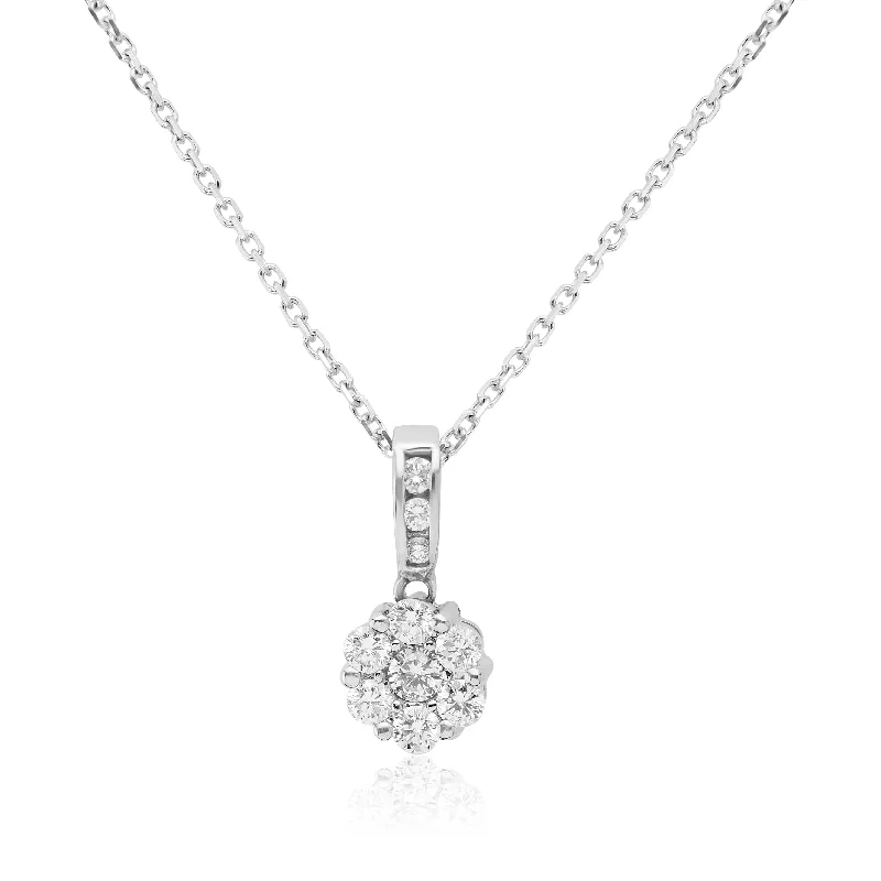 Women’s infinity necklaces-14k White Gold Diamond Cluster Pendant