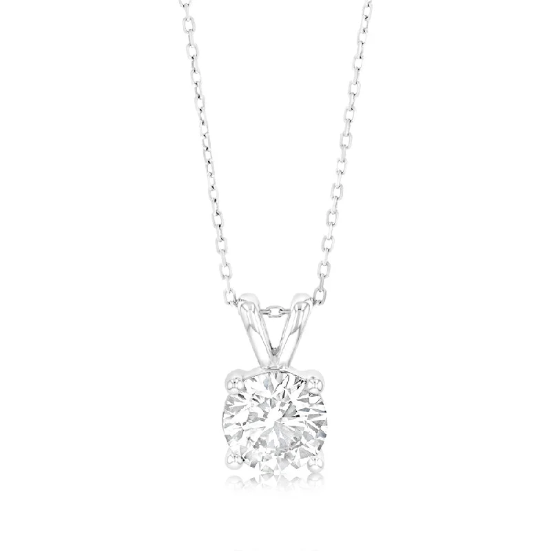 Women’s statement choker necklaces-Luminesce Lab Grown Solitaire 2Ct Diamond Pendant in 9ct White Gold with Adjustable Chain