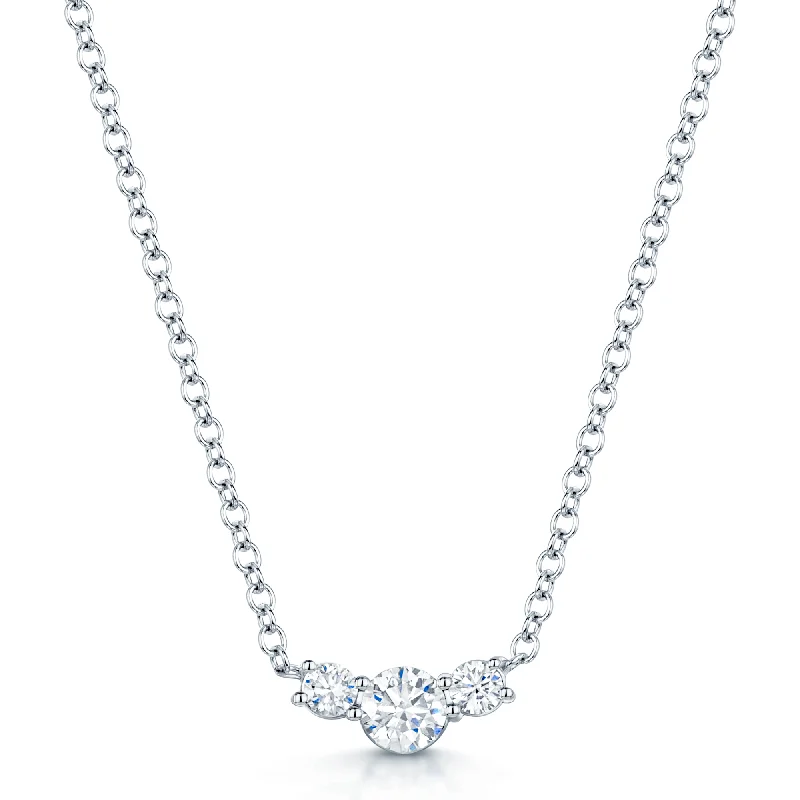 Women’s pearl drop necklaces-18ct White Gold Three Stone Diamond Pendant