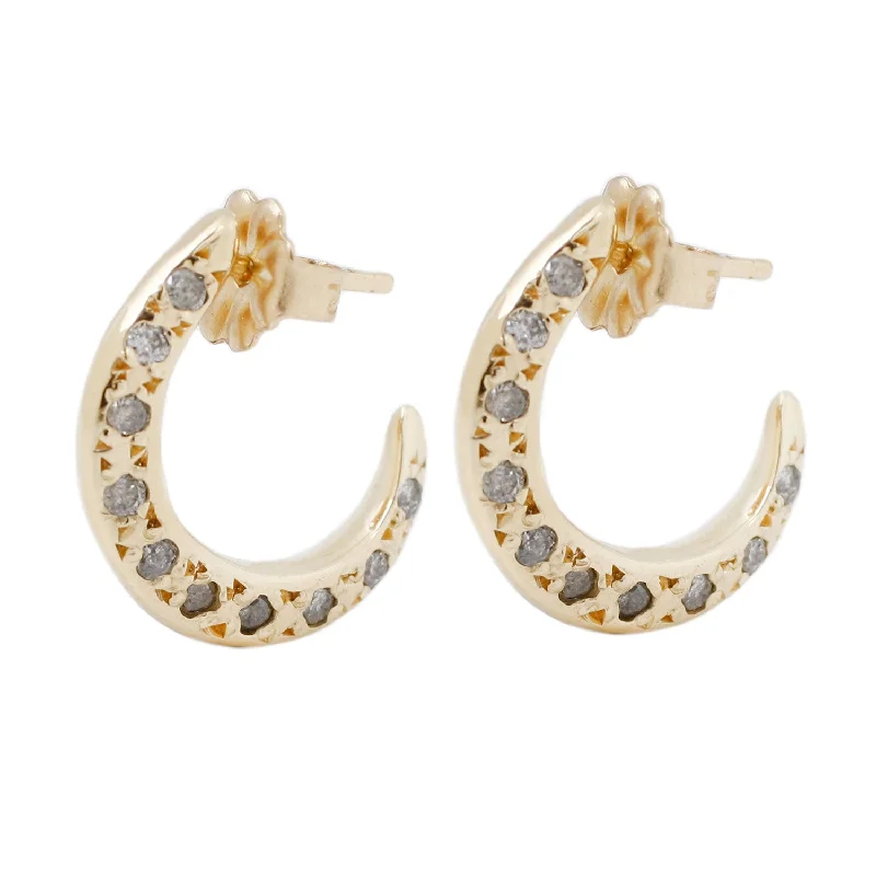 Women’s zirconia earrings-Double Sided Diamond Hoops