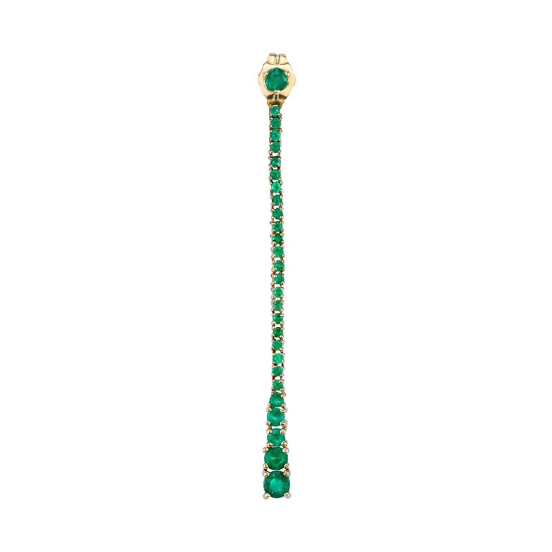 Women’s silver dangly earrings-Dew Drop Earring - Emerald / 14k Yellow Gold