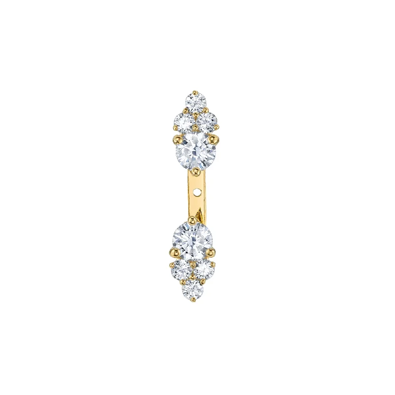 Women’s art deco earrings-Cluster Stud and Jacket - White Diamond / 14k Yellow Gold