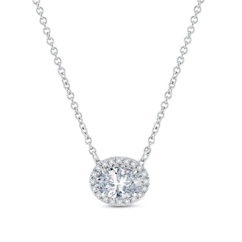 Women’s fashion statement necklaces-Lab Grown Diamond 1 1/2 Carat Halo Pendant